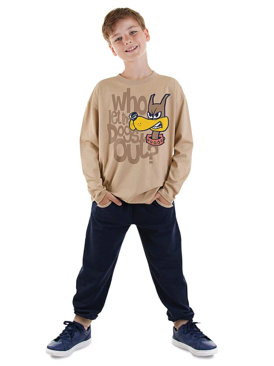 Zdjęcie produktu Denokids 2-częściowy zestaw w kolorze beżowo-granatowym rozmiar: 128