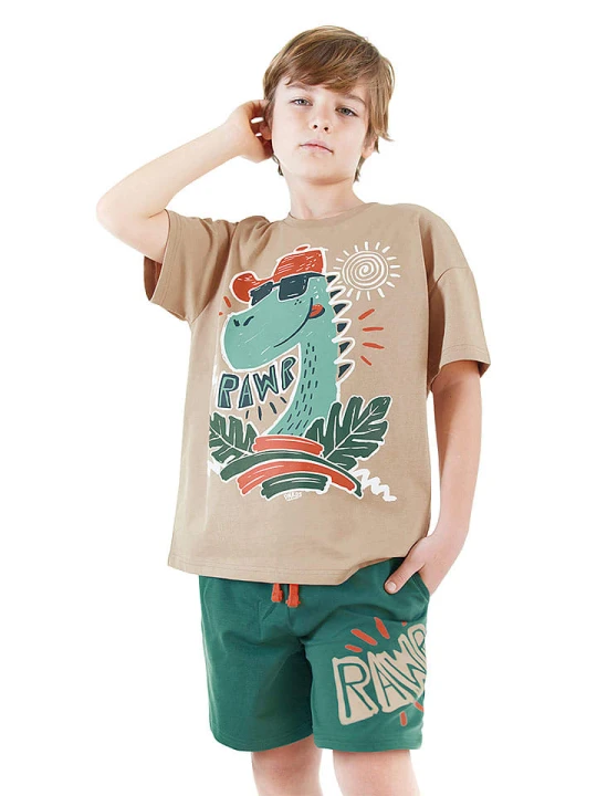 Zdjęcie produktu Denokids 2-częściowy zestaw w kolorze beżowo-zielonym rozmiar: 116
