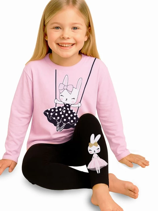 Zdjęcie produktu Denokids 2-częściowy zestaw w kolorze jasnoróżowo-czarnym rozmiar: 128