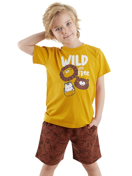 Zdjęcie produktu Denokids 2-częściowy zestaw "Wild Friends" w kolorze jasnobrązowo-żółtym rozmiar: 110