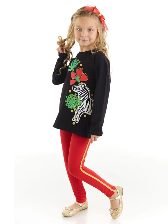 Zdjęcie produktu Denokids 2-częściowy zestaw "Zebra Girl" w kolorze czarno-czerwonym rozmiar: 104