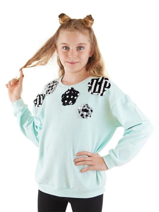 Zdjęcie produktu Denokids Bluza "Flowers" w kolorze turkusowym rozmiar: 122