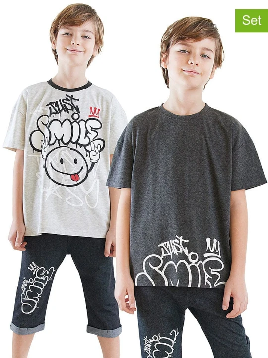 Zdjęcie produktu Denokids Koszulki (2 szt.) w kolorze antracytowo-szarym rozmiar: 122