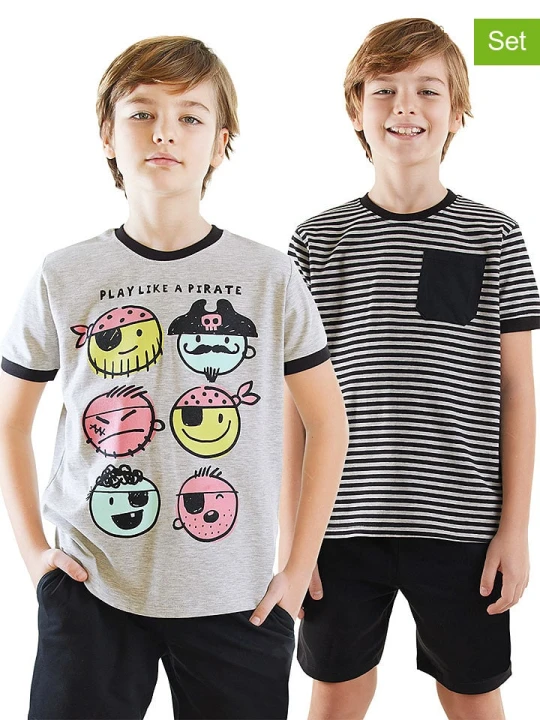 Zdjęcie produktu Denokids Koszulki (2 szt.) w kolorze szarym rozmiar: 134