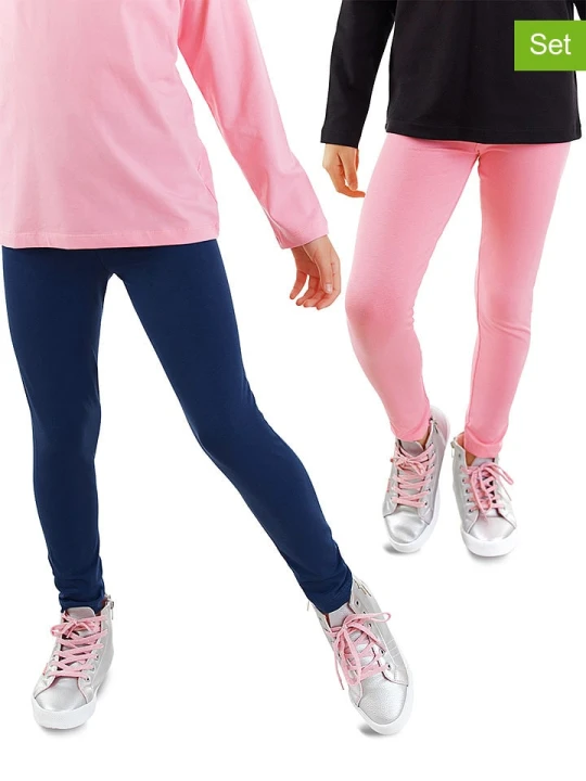Zdjęcie produktu Denokids Legginsy (2 pary) w kolorze czarnym i jasnoróżowym rozmiar: 92