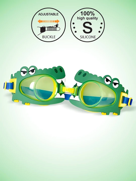 Zdjęcie produktu Denokids Okulary pływackie "Crocodile" w kolorze zielonym rozmiar: onesize