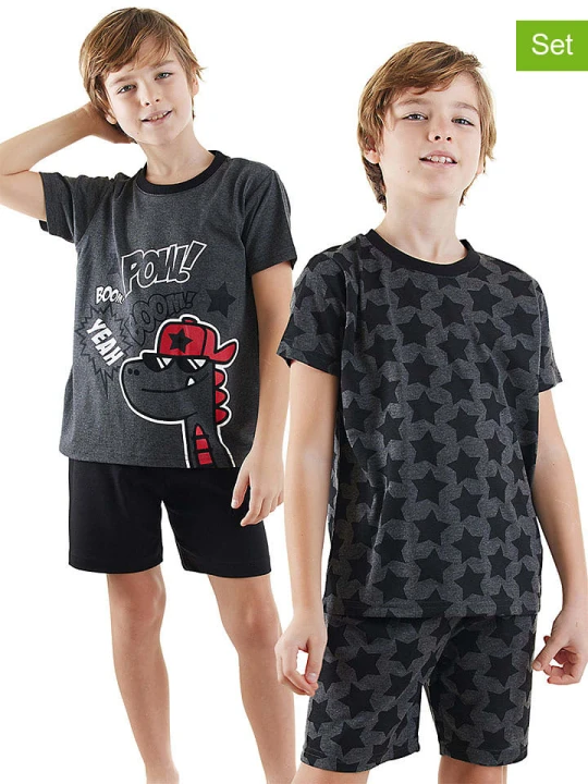 Zdjęcie produktu Denokids Piżamy (2 szt.) w kolorze czarno-antracytowym rozmiar: 134