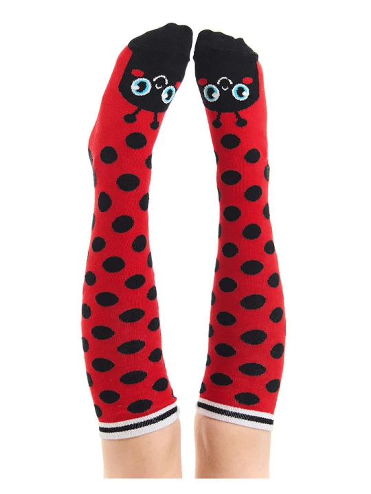 Zdjęcie produktu Denokids Podkolanówki "Ladybug" w kolorze czerwonym rozmiar: 128-134
