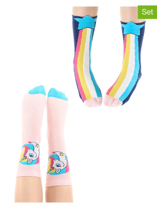 Zdjęcie produktu Denokids Skarpety (2 pary) "Rainbow Star" ze wzorem rozmiar: 104/110