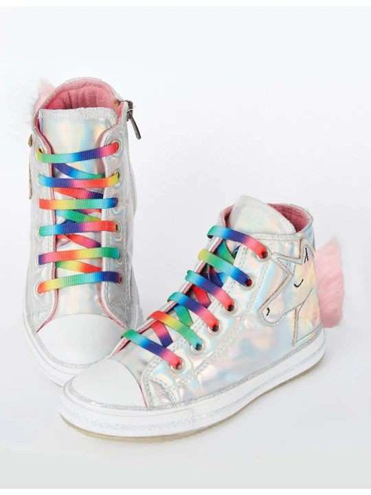 Zdjęcie produktu Denokids Sneakersy "Unicorn" w kolorze srebrnym ze wzorem rozmiar: 34