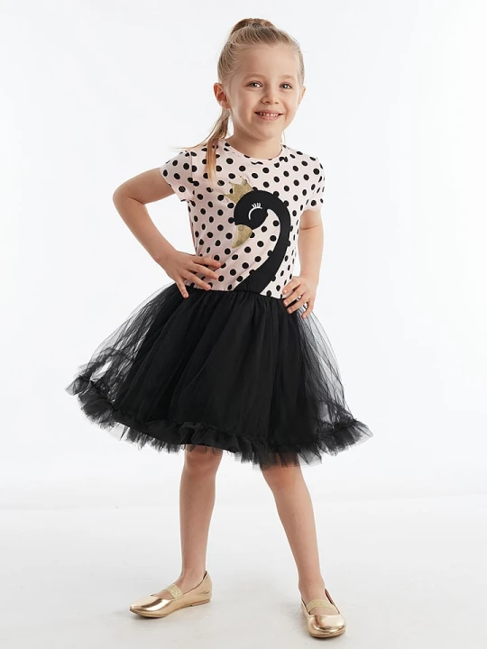 Zdjęcie produktu Denokids Sukienka "Black Swan" w kolorze czarno-jasnoróżowym rozmiar: 122