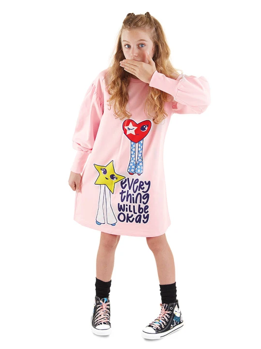 Zdjęcie produktu Denokids Sukienka "Fancy Heart" w kolorze jasnoróżowym rozmiar: 110