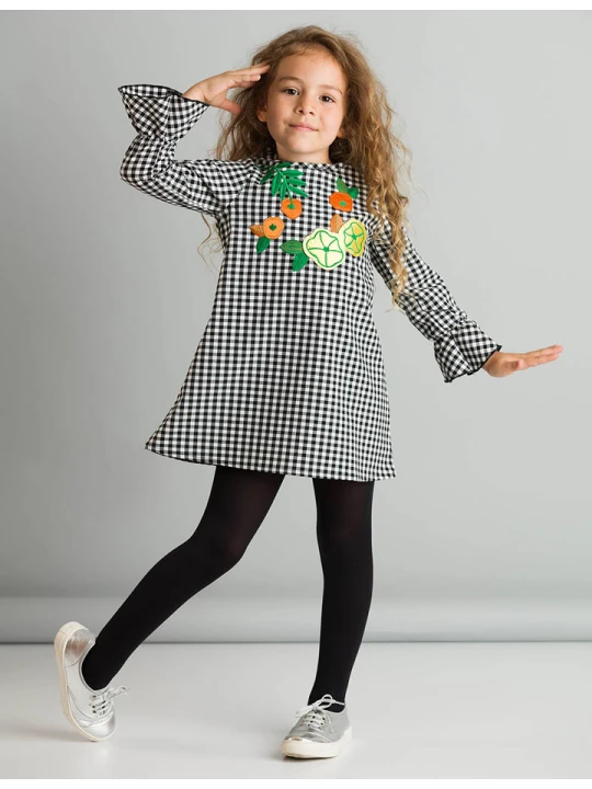 Zdjęcie produktu Denokids Sukienka "Floral" w kolorze czarno-białym rozmiar: 98
