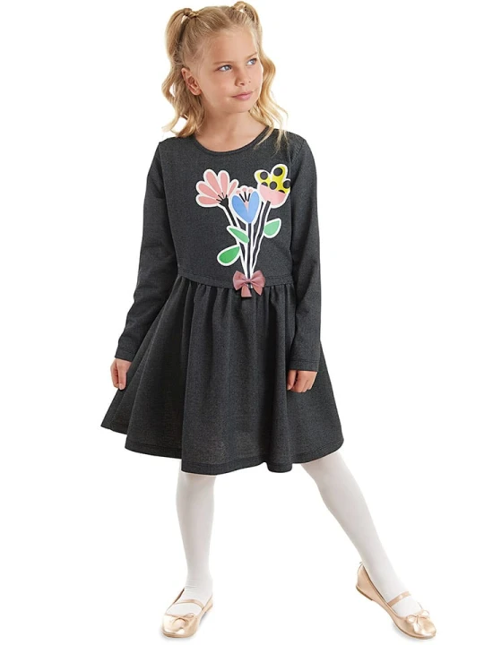 Zdjęcie produktu Denokids Sukienka "Flower Bouquet" w kolorze antracytowym rozmiar: 116