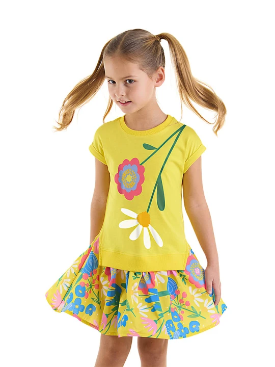 Zdjęcie produktu Denokids Sukienka "Flower Garden" w kolorze żółtym rozmiar: 98