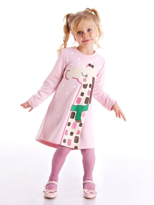 Zdjęcie produktu Denokids Sukienka "Giraffe" w kolorze jasnoróżowym rozmiar: 128