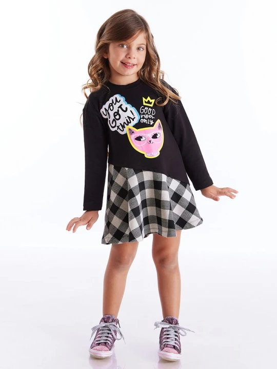 Zdjęcie produktu Denokids Sukienka "Kitten" w kolorze czarno-białym rozmiar: 116