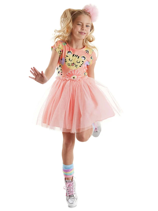 Zdjęcie produktu Denokids Sukienka "Leo&Flowers" w kolorze jasnoróżowym rozmiar: 122