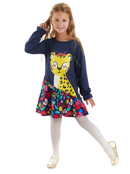 Zdjęcie produktu Denokids Sukienka "Leopard" w kolorze granatowym rozmiar: 98