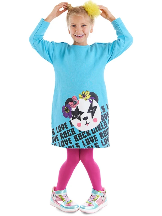 Zdjęcie produktu Denokids Sukienka "Love Rock" w kolorze błękitnym rozmiar: 116