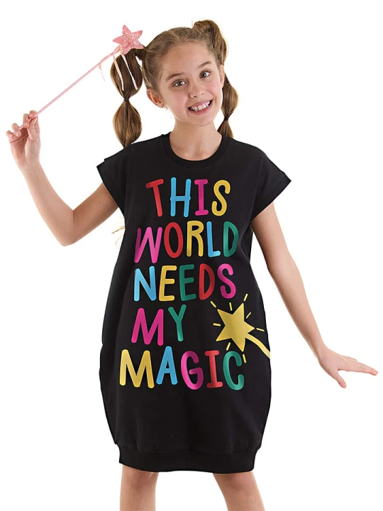 Zdjęcie produktu Denokids Sukienka "Magical Girl" w kolorze czarnym rozmiar: 128