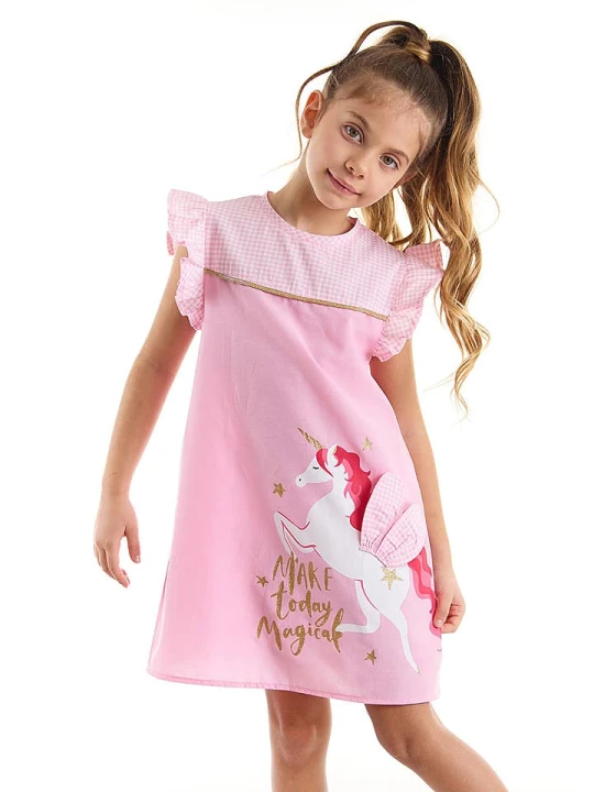 Zdjęcie produktu Denokids Sukienka "Magical Unicorn" w kolorze jasnoróżowym rozmiar: 134