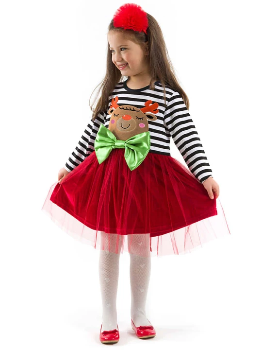 Zdjęcie produktu Denokids Sukienka "New Year Chic" w kolorze czerwono-biało-czarnym rozmiar: 122