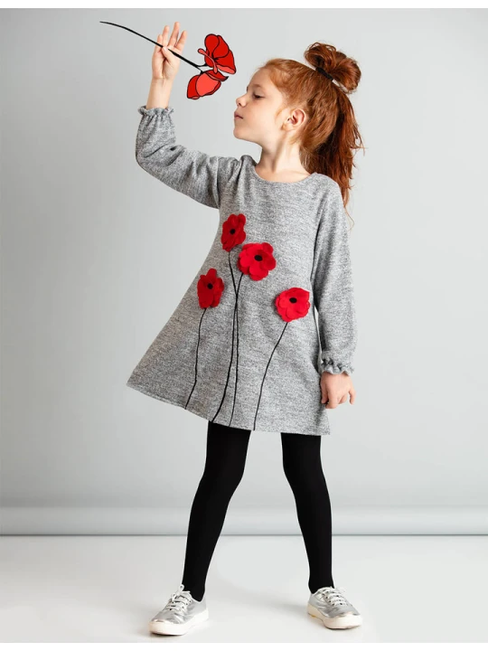 Zdjęcie produktu Denokids Sukienka "Poppy" w kolorze szarym rozmiar: 116