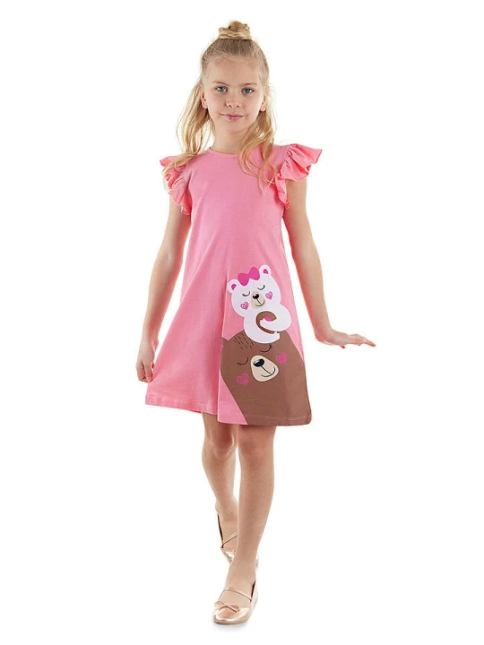 Zdjęcie produktu Denokids Sukienka "Teddy Bear" w kolorze różowym rozmiar: 98