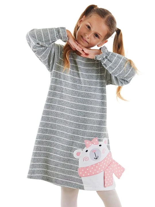 Zdjęcie produktu Denokids Sukienka "Teddy Bear" w kolorze szarym rozmiar: 122
