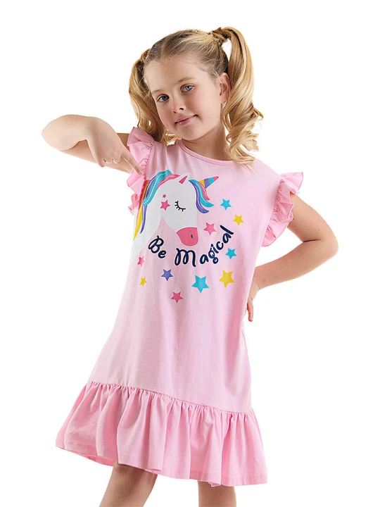 Zdjęcie produktu Denokids Sukienka "Unicorn Magic" w kolorze jasnoróżowym rozmiar: 98