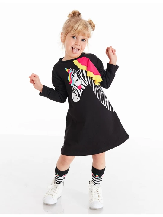 Zdjęcie produktu Denokids Sukienka "Unicorn Zebra" w kolorze czarnym rozmiar: 110