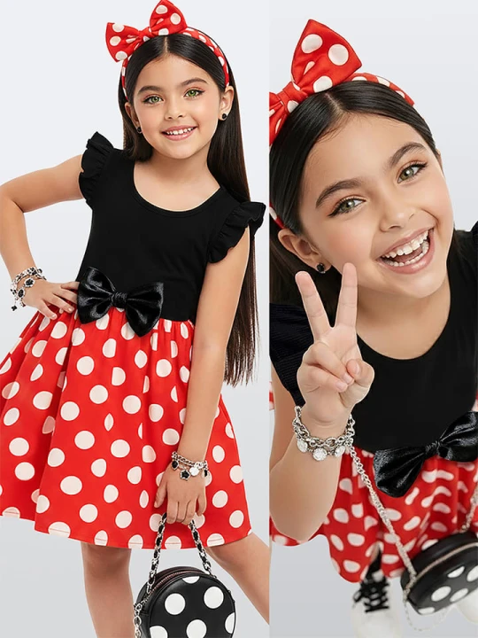 Zdjęcie produktu Denokids Sukienka w kolorze czarno-czerwonym rozmiar: 122