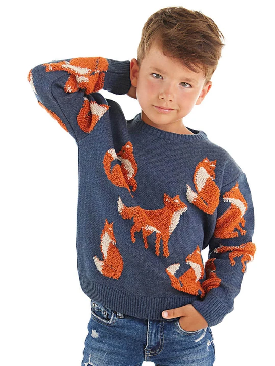 Zdjęcie produktu Denokids Sweter "Fox" w kolorze granatowym rozmiar: 122