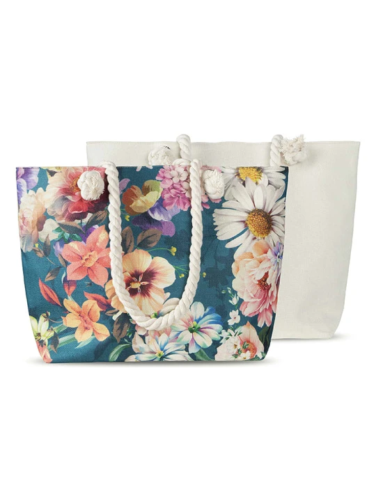 Zdjęcie produktu Descanso Torba plażowa "Novara" w kolorze niebieskim ze wzorem - 60 x 43 cm rozmiar: 43x60 cm