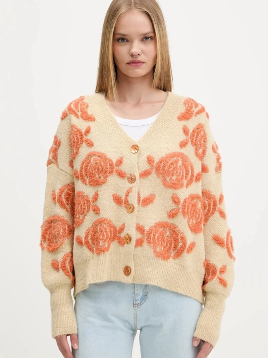 Zdjęcie produktu Desigual kardigan z domieszką wełny CARTER beżowy