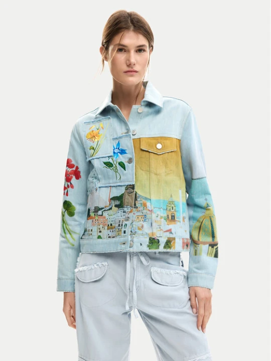 Zdjęcie produktu Desigual Kurtka jeansowa Indi 26SWED02 Błękitny Regular Fit Niebieski jasny