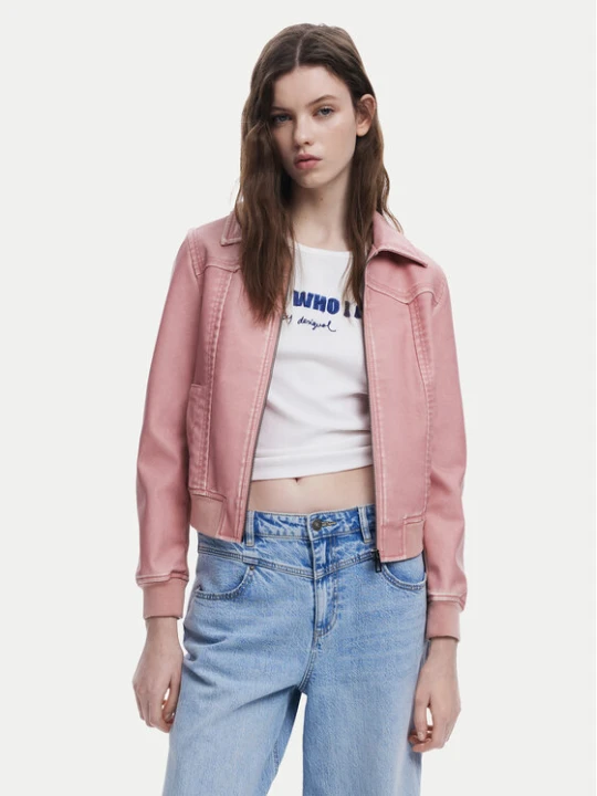 Zdjęcie produktu Desigual Kurtka z imitacji skóry 25SWEW47 Różowy Loose Fit