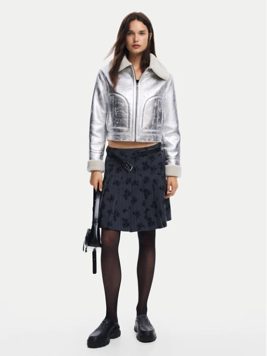 Zdjęcie produktu Desigual Kurtka z imitacji skóry Londres 24WWEW32 Srebrny Regular Fit