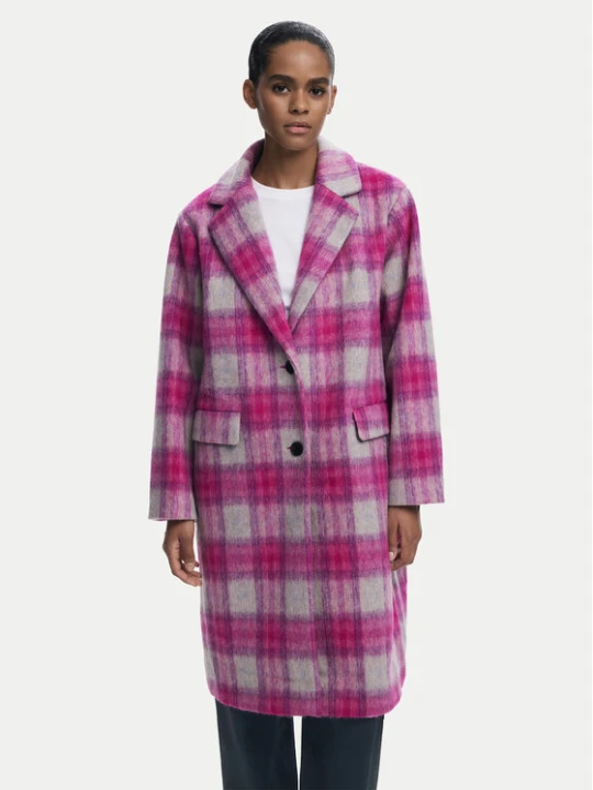 Zdjęcie produktu Desigual Płaszcz wełniany Pinkcheck 25WWEW15 Różowy Regular Fit