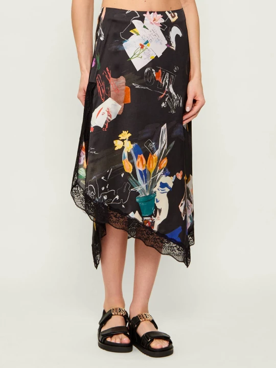 Zdjęcie produktu Desigual Satynowa spódnica COLLAGE czarny
