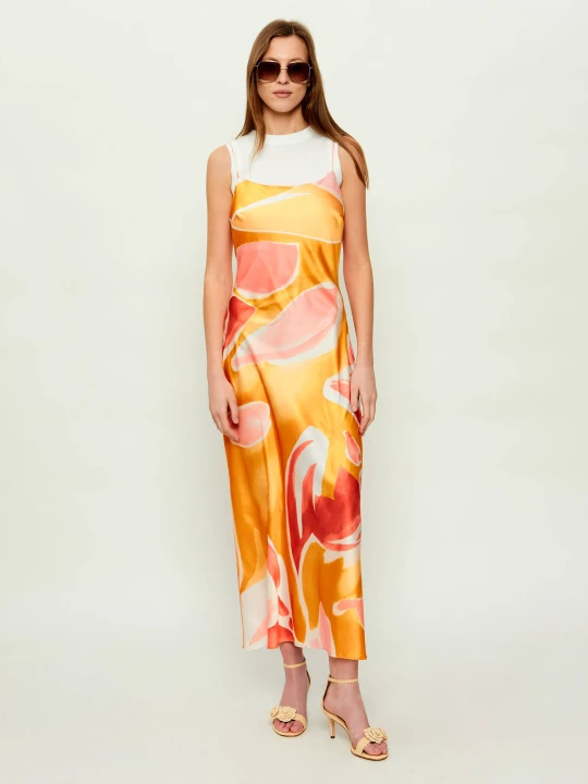 Zdjęcie produktu Desigual Satynowa sukienka 2w1 Wave pomarańczowy