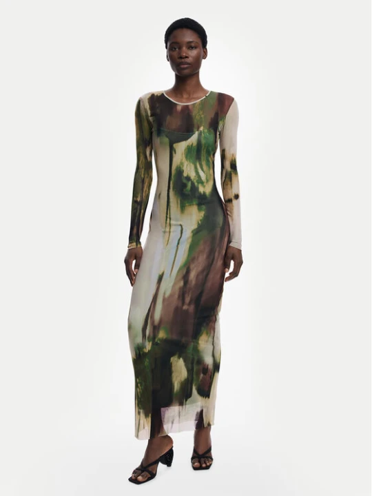 Zdjęcie produktu Desigual Sukienka codzienna Godiva 25WWVK41 Zielony Slim Fit