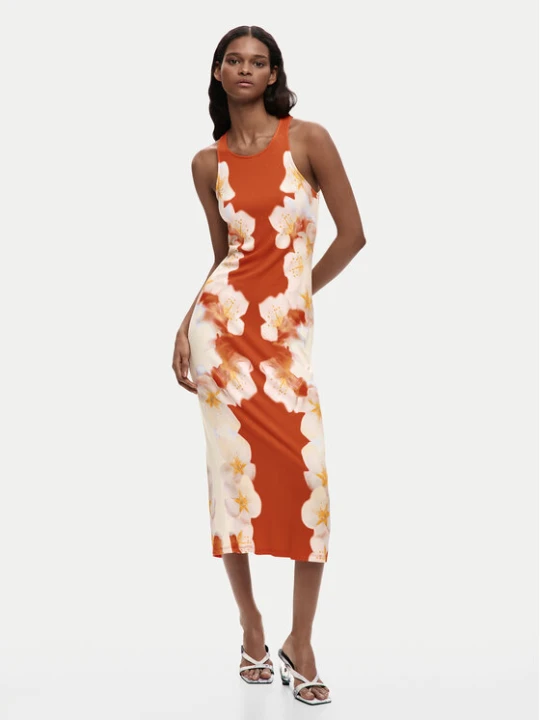 Zdjęcie produktu Desigual Sukienka codzienna Jasmine 26SWVK37 Pomarańczowy Slim Fit