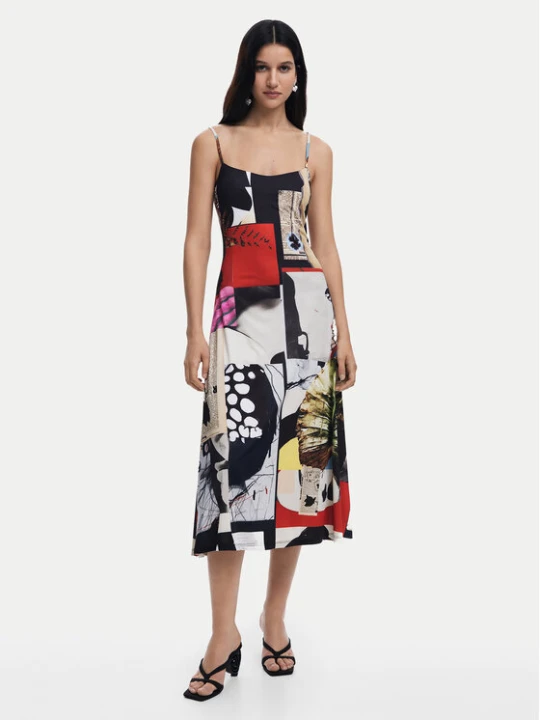 Zdjęcie produktu Desigual Sukienka codzienna Newspaper Coll 25SWVK40 Kolorowy Regular Fit