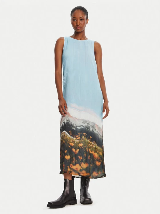 Zdjęcie produktu Desigual Sukienka codzienna Plisado Paisaje 25WWVW07 Błękitny Regular Fit Niebieski jasny
