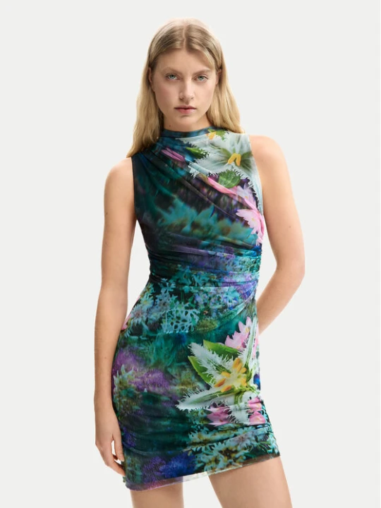 Zdjęcie produktu Desigual Sukienka letnia Carrington 26SWVK40 Zielony Slim Fit