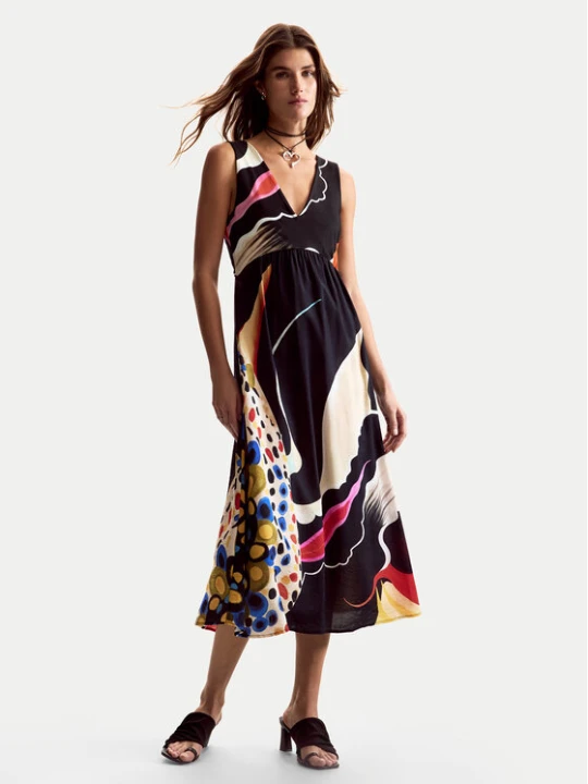 Zdjęcie produktu Desigual Sukienka letnia Japan Opart Lacroix 26SWVW60 Czarny Regular Fit