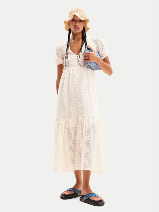 Zdjęcie produktu Desigual Sukienka letnia Ottawa 24SWVW05 Biały Regular Fit Kremowy