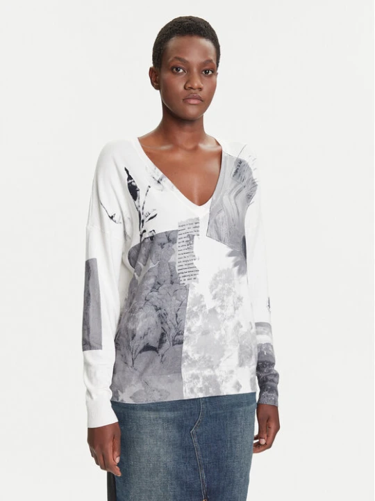 Zdjęcie produktu Desigual Sweter Gotemburgo 25WWJF15 Szary Regular Fit
